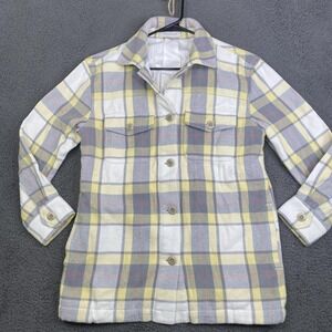 Outerknown Jacket Mens Small Yellow Gray Plaid Shirt Jacket Shacket Lyocell